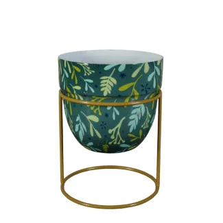 Leafy Green Metal Pot